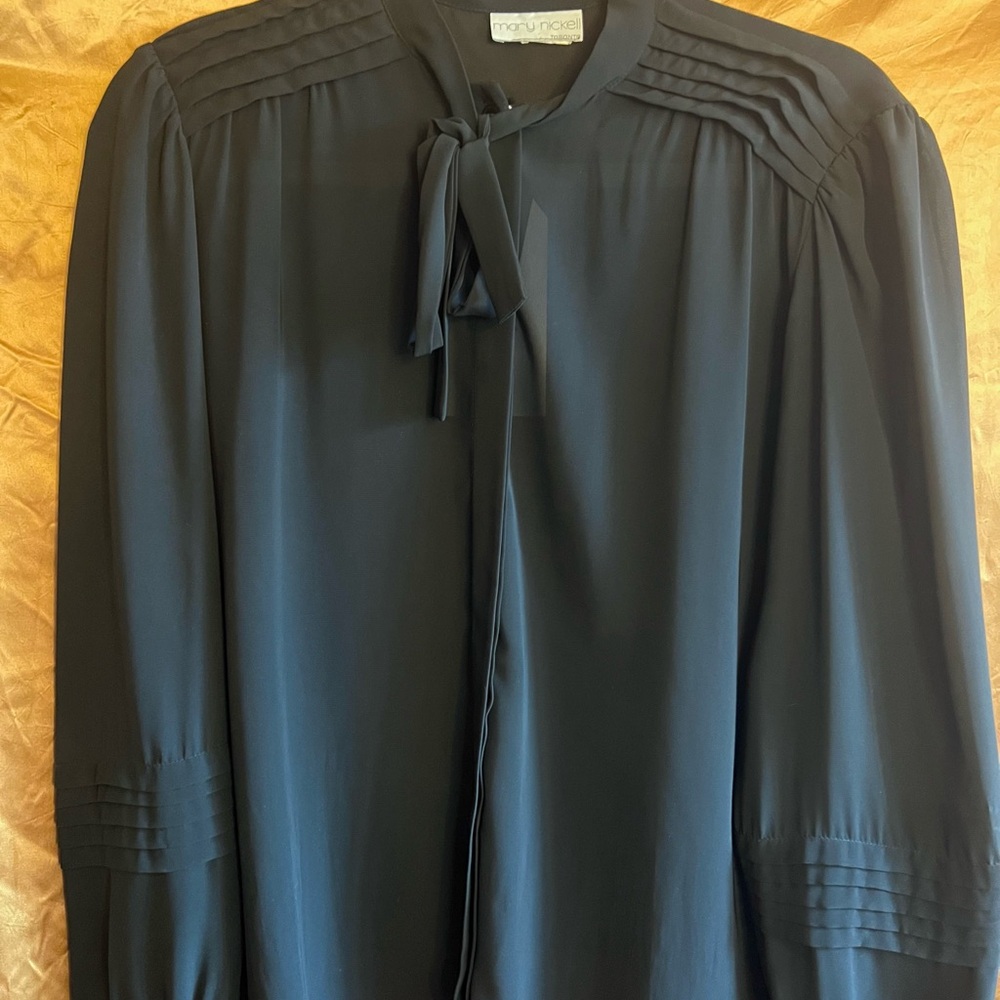 Elegant Vintage Sheer Bow Necked Blouse S-M